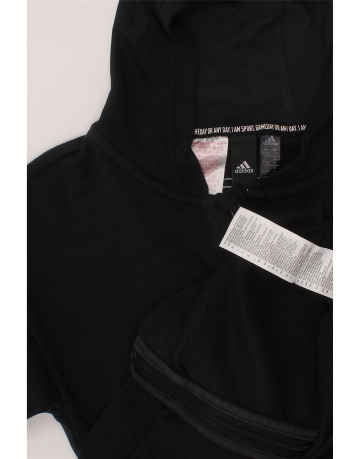 ADIDAS Boys Zip Hoodie Sweater 9-10 Years Black Cotton Vintage Adidas and Second-Hand Adidas from Messina Hembry 