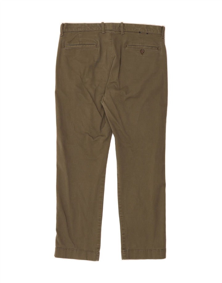 J. CREW Mens Straight Chino Trousers W33 L30 Green Cotton Vintage J. Crew and Second-Hand J. Crew from Messina Hembry 