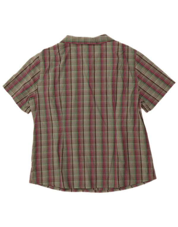 JACK WOLFSKIN Womens Short Sleeve Shirt UK 18/20 XL Green Check Cotton