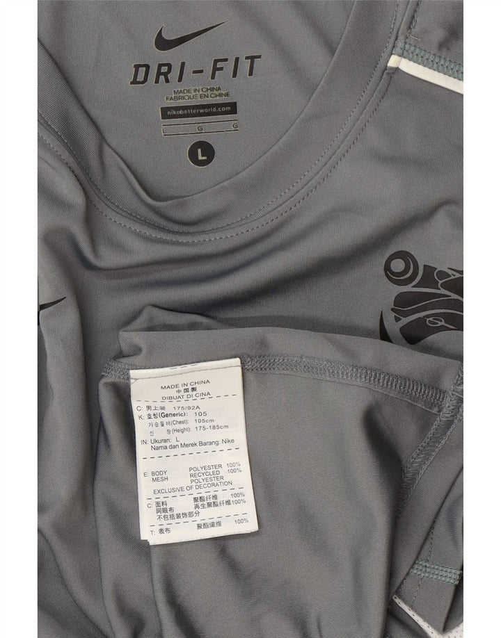 Camiseta masculina Nike Dri Fit Top grande cinza colorblock poliéster