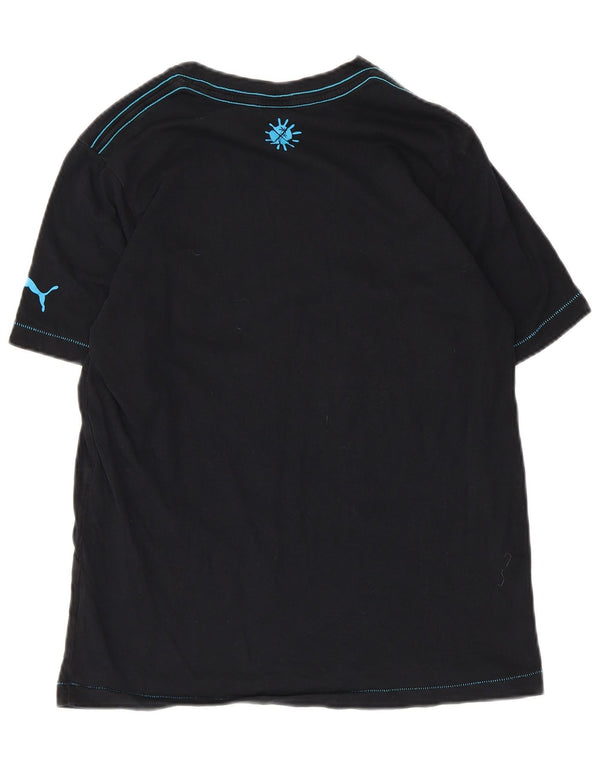 Puma Mens Graphic T-Shirt Top Pequeno Algodão Preto