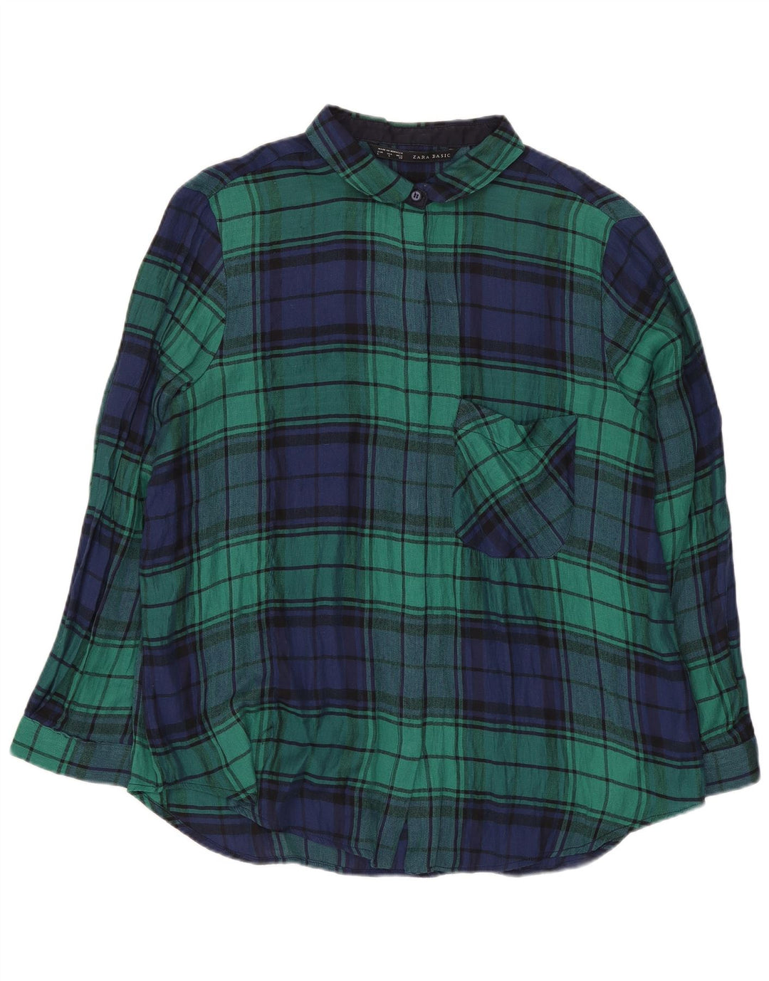 Camisa de flanela feminina Zara Reino Unido 16 grande xadrez verde