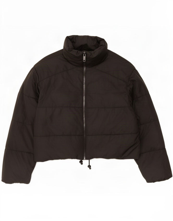 Jaqueta acolchoada superdimensionada feminina Zara UK 10 poliéster preto pequeno