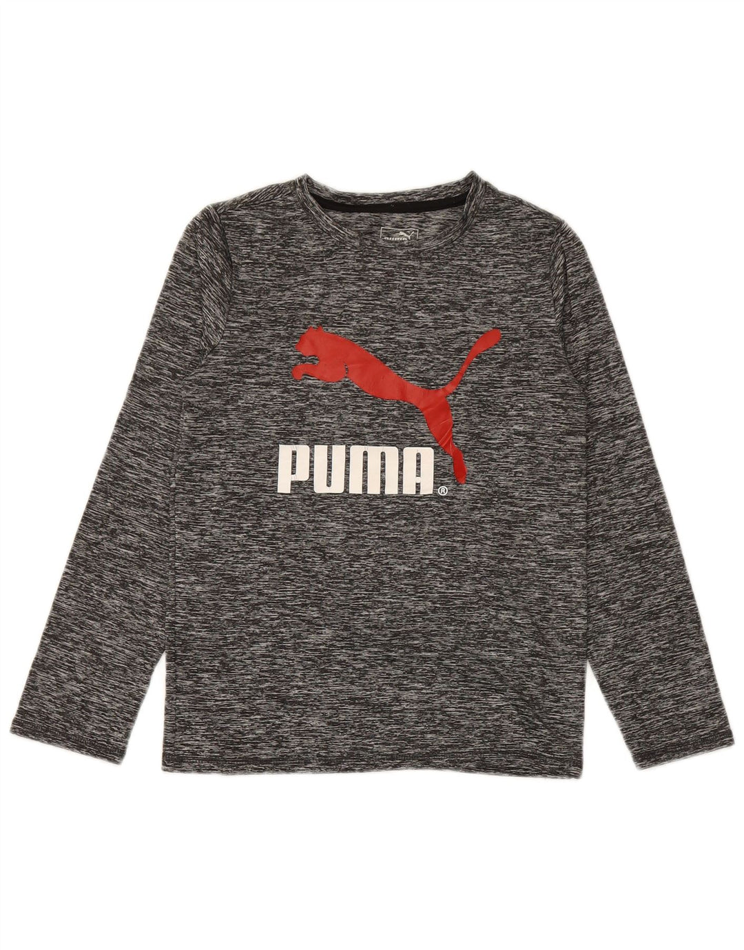 PUMA Boys Graphic Top manga comprida 8-9 anos pequeno cinza poliéster