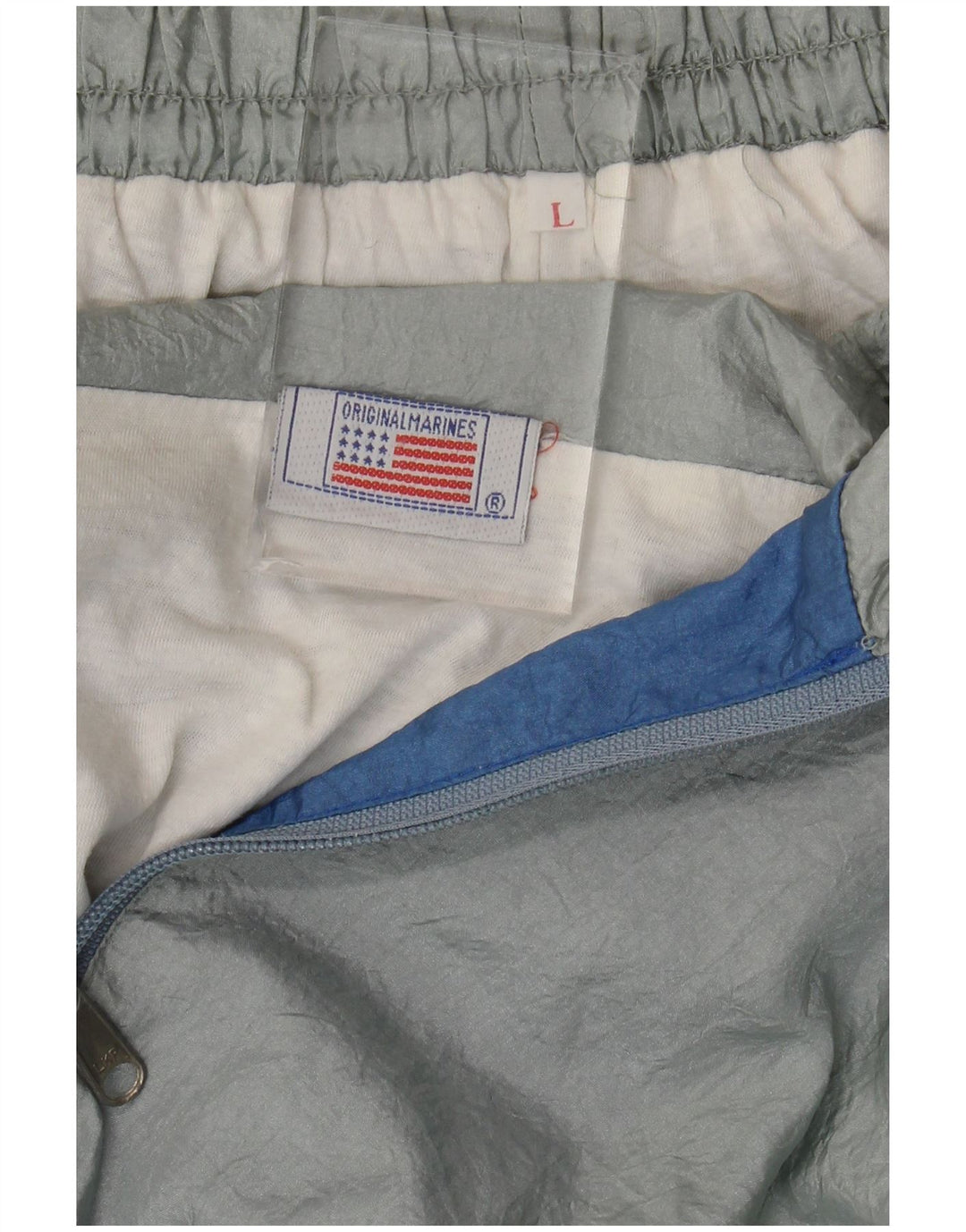 Fato de treino completo masculino vintage grande bloco colorido cinza Nylon