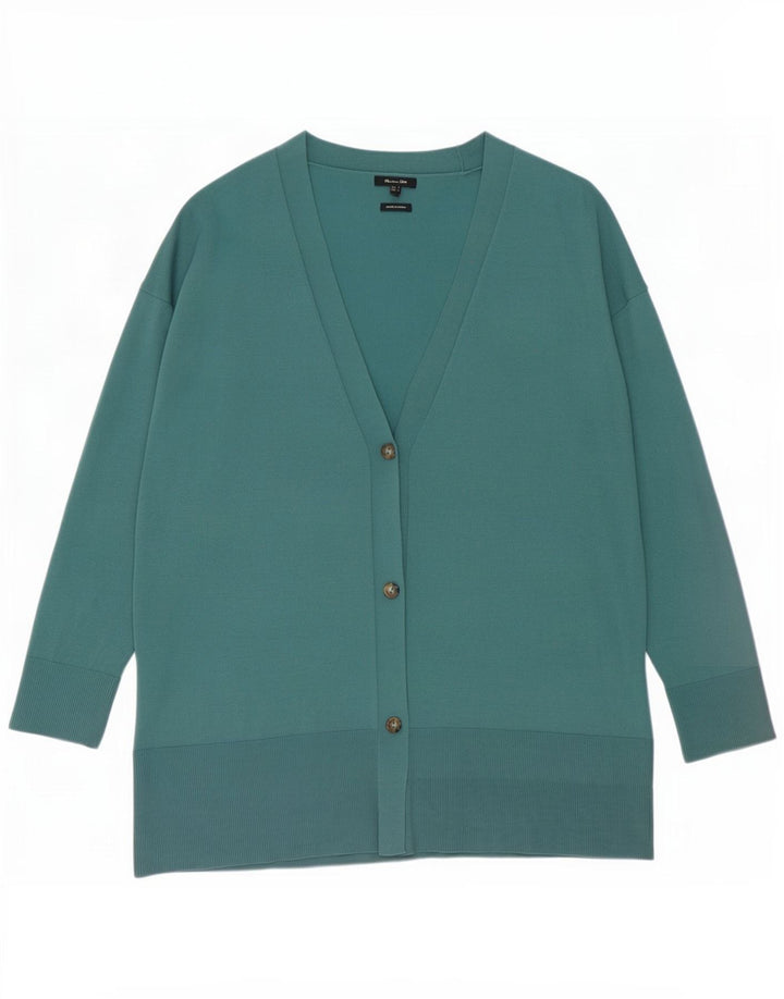 Suéter cardigã feminino grande Massimo Dutti Reino Unido 10 viscose verde pequena