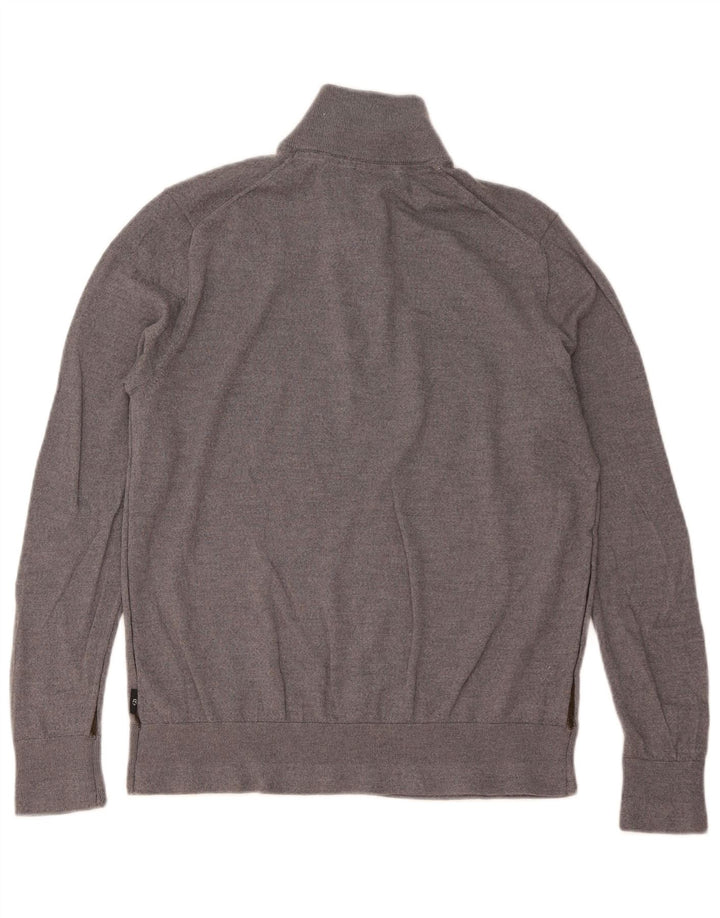 Suéter masculino TED BAKER com zíper e pescoço tamanho 6 2XL lã cinza