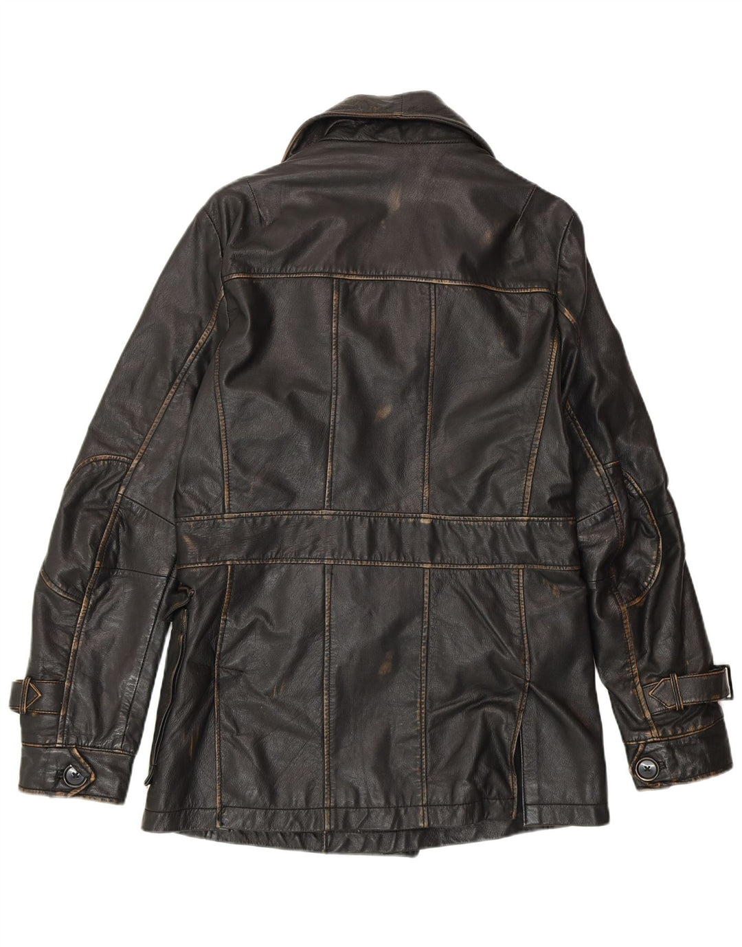 Jaqueta militar masculina ROGUE com peito duplo Reino Unido 38 couro preto médio