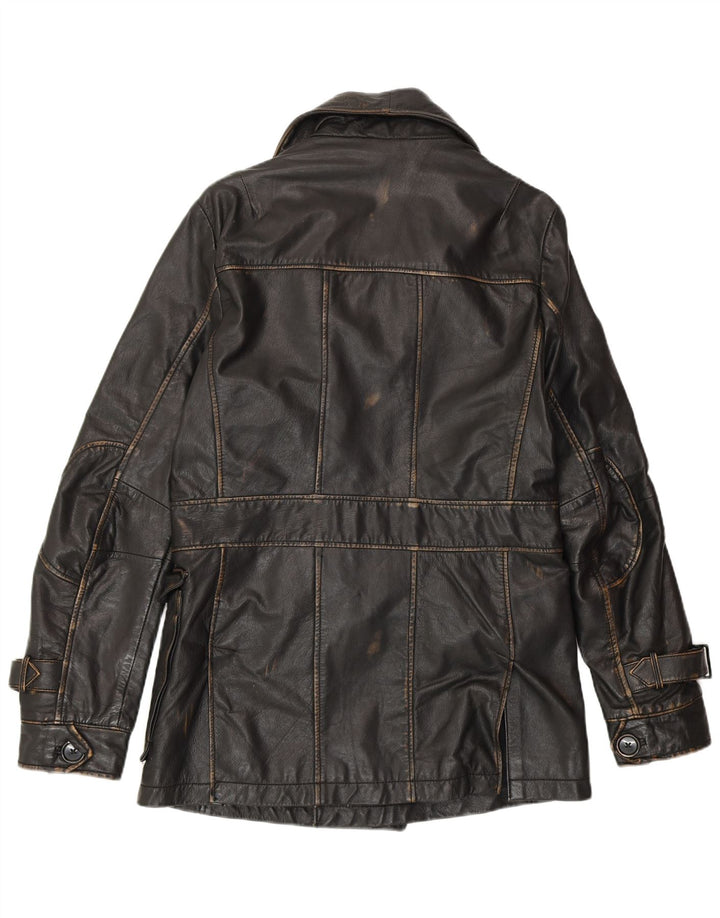 Jaqueta militar masculina ROGUE com peito duplo Reino Unido 38 couro preto médio