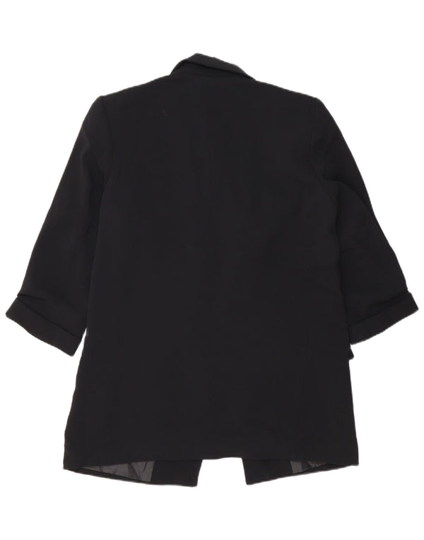 ZARA Womens Open Blazer Jacket UK 14 Médio Preto Poliéster