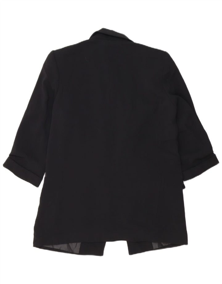 ZARA Womens Open Blazer Jacket UK 14 Médio Preto Poliéster