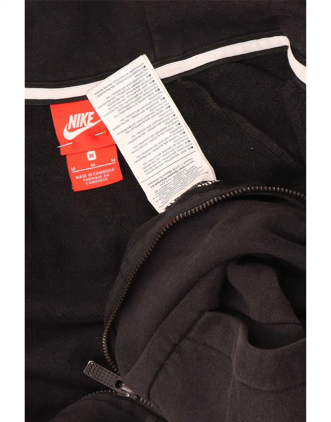 Suéter Nike masculino com capuz e zíper médio preto algodão