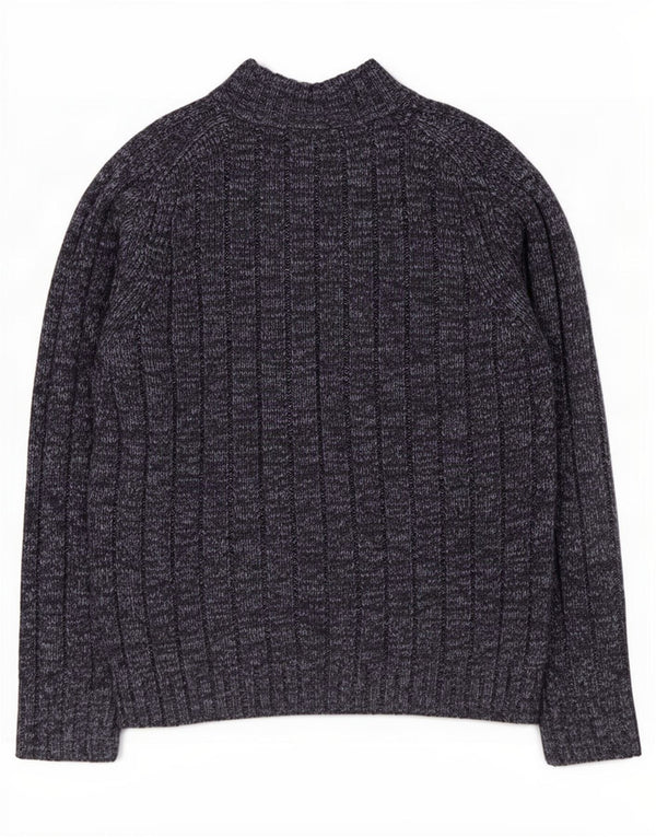 Suéter masculino Marks & Spencer com zíper e gola grande azul marinho manchado