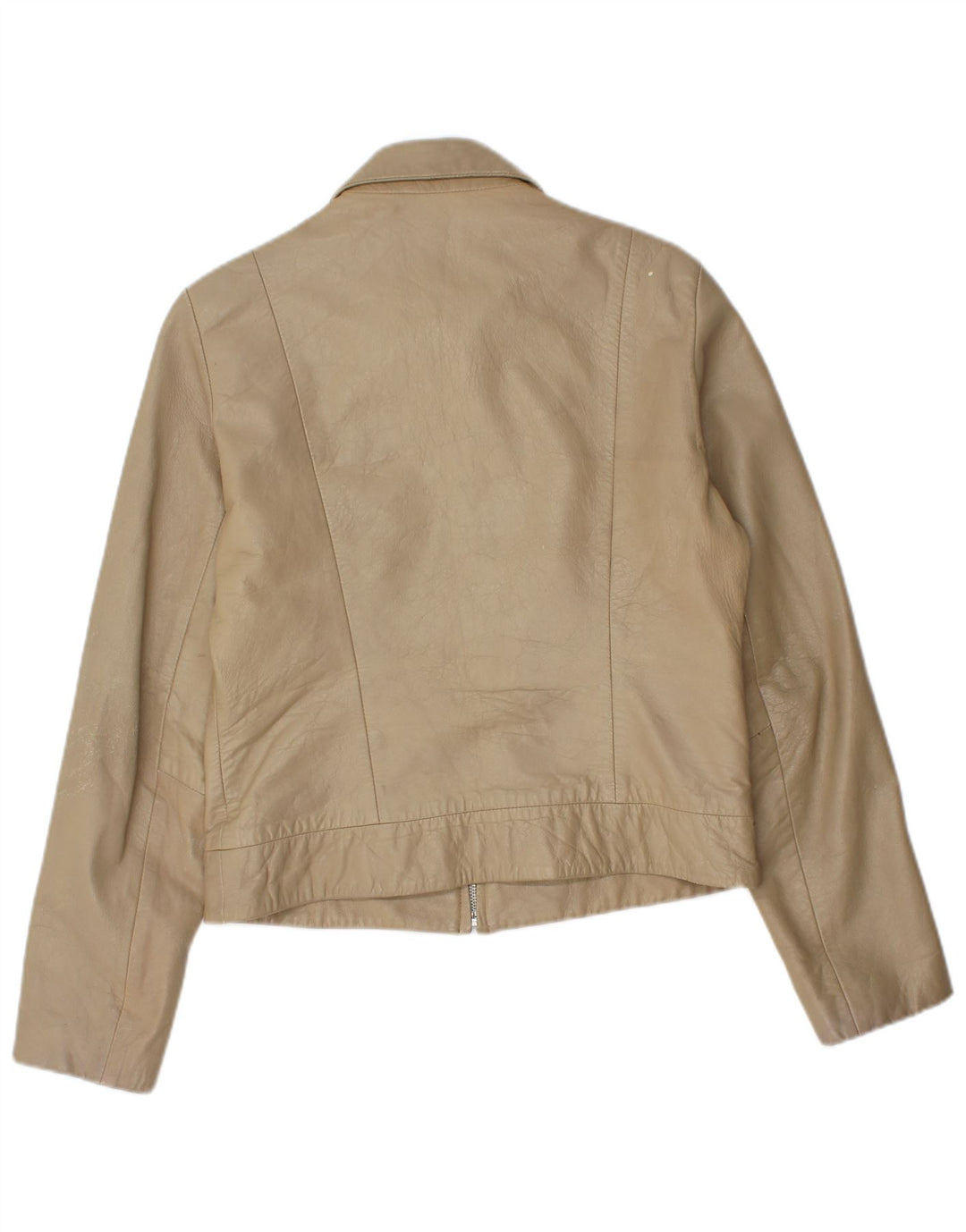 Jaqueta feminina de couro Zara UK 14 grande couro bege