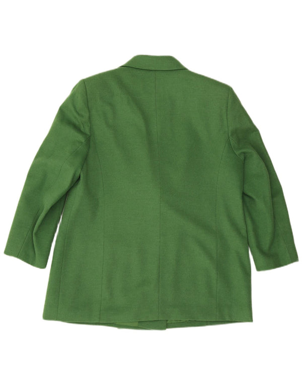 Jaqueta blazer feminina Hucke com peito duplo Reino Unido 18 XL lã verde