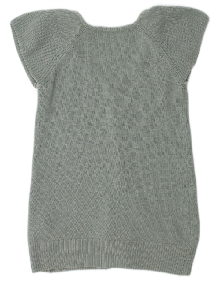 Suéter cardigã feminino de manga curta Zara Reino Unido 12 lã verde médio