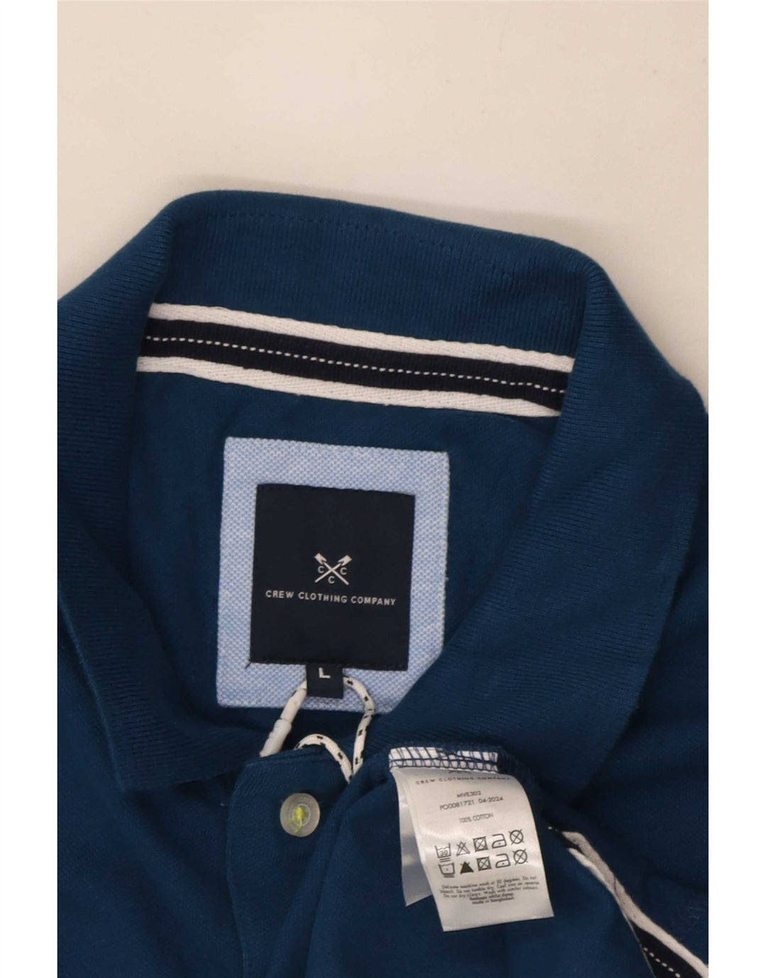 Camisa polo masculina Crew Clothing grande algodão azul