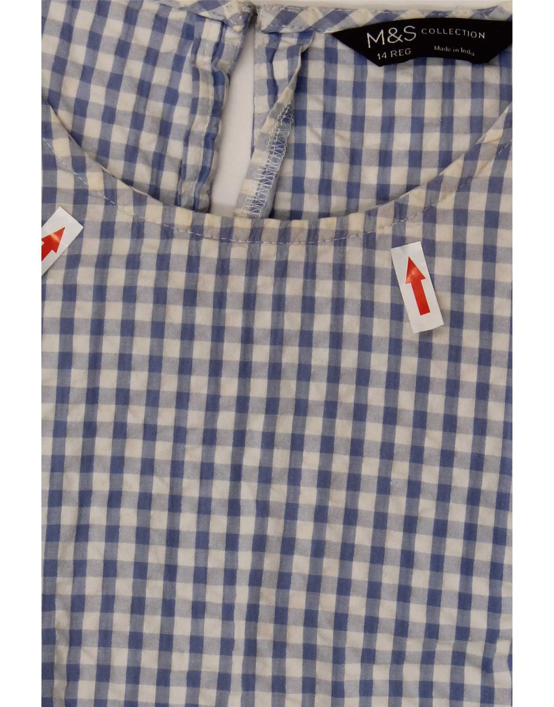 Vestido maxi feminino Marks & Spencer Reino Unido 14 algodão guingão azul médio