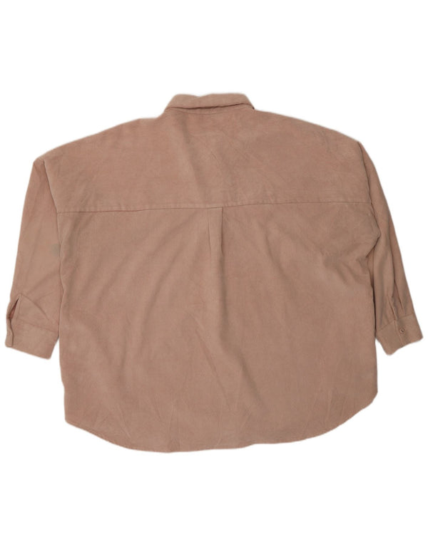 Zara Camisa feminina de veludo oversized UK 18 XL rosa