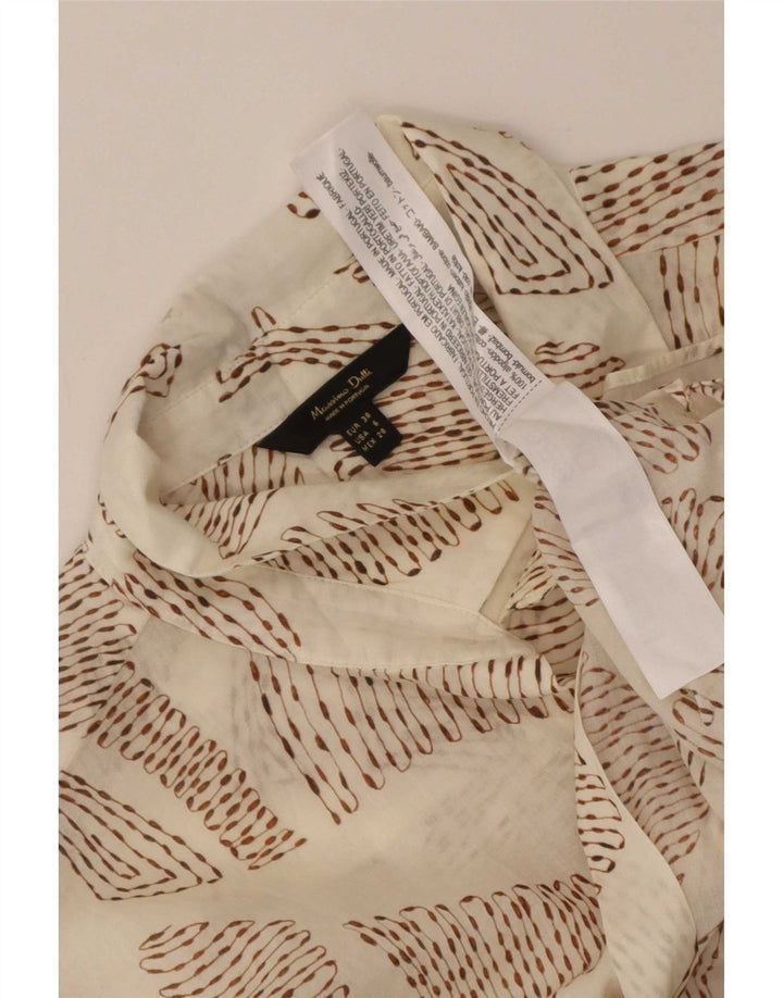 Camisa feminina Massimo Dutti com padrão abstrato UE 38 pequeno algodão branco