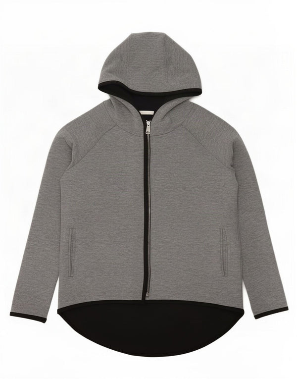 Suéter feminino Zara Trafaluc Zip com capuz Reino Unido 14 poliéster manchado cinza médio