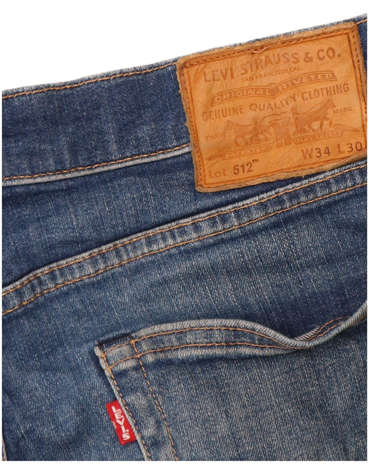 LEVI'S Masculino 512 Slim Tapered Jeans W34 L28 Azul Algodão