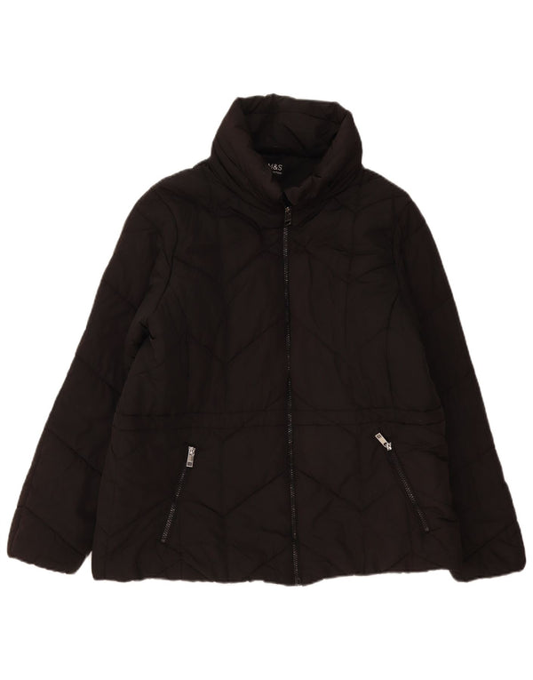 Jaqueta acolchoada feminina Marks & Spencer UK 18 XL poliéster preto