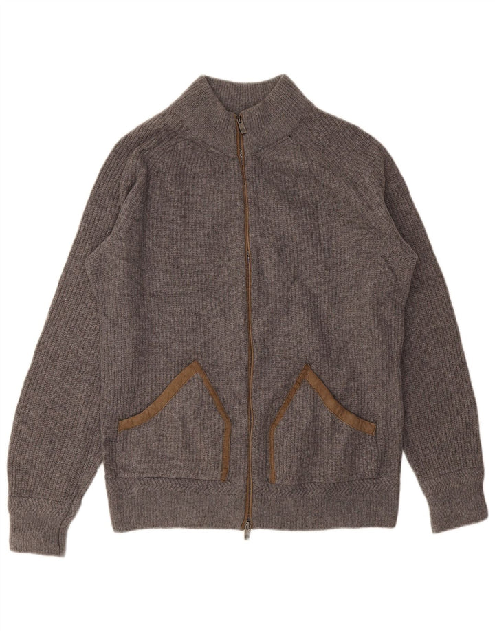 Suéter cardigã masculino MASSIMO DUTTI grande lã cinza