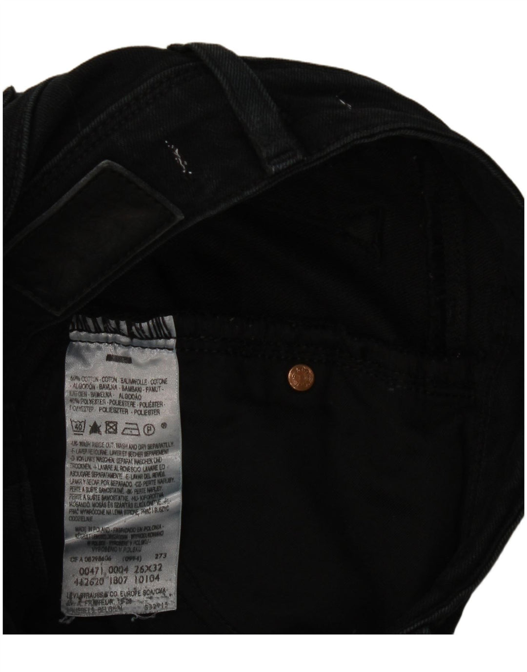 Calça jeans feminina Levi's 471 Slim W26 L28 algodão preto