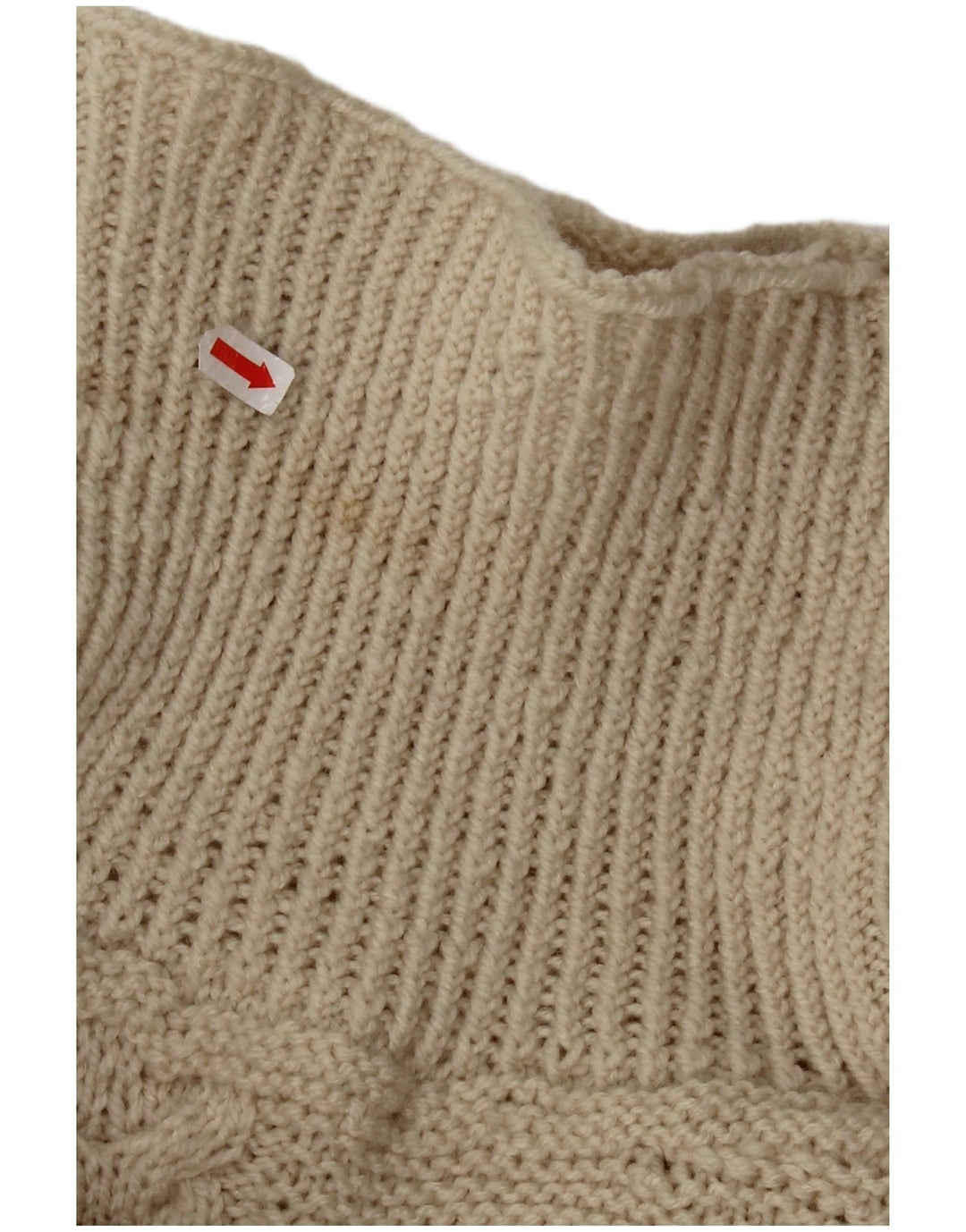 Suéter feminino vintage com gola redonda e gola redonda UK 20 2XL off white