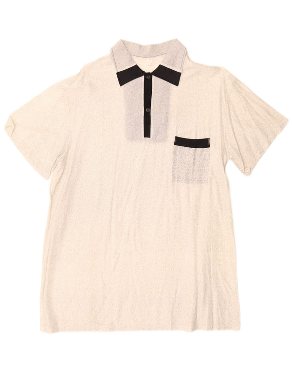 Pulôver masculino vintage de manga curta IT 52 grande esbranquiçado manchado