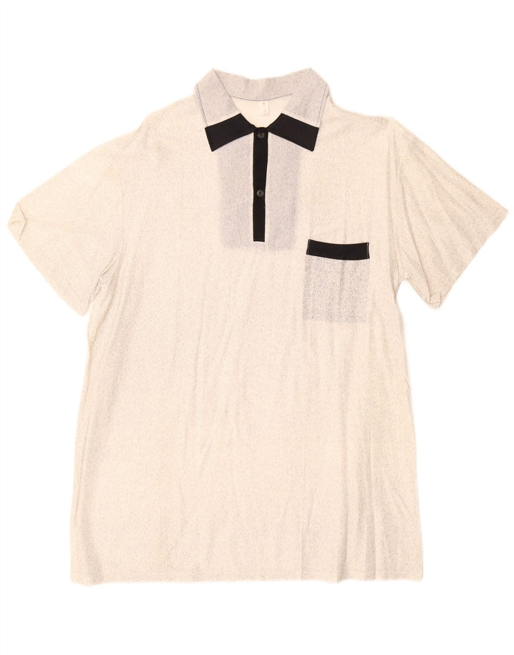 Pulôver masculino vintage de manga curta IT 52 grande esbranquiçado manchado