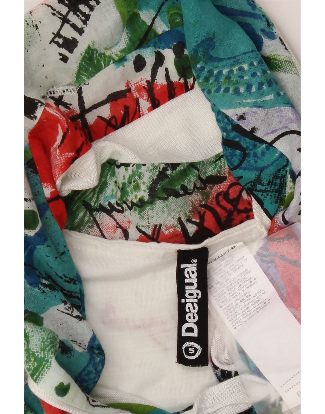 Blusa feminina Desigual Gola Redonda Top UK 10 Pequena Viscose Branca