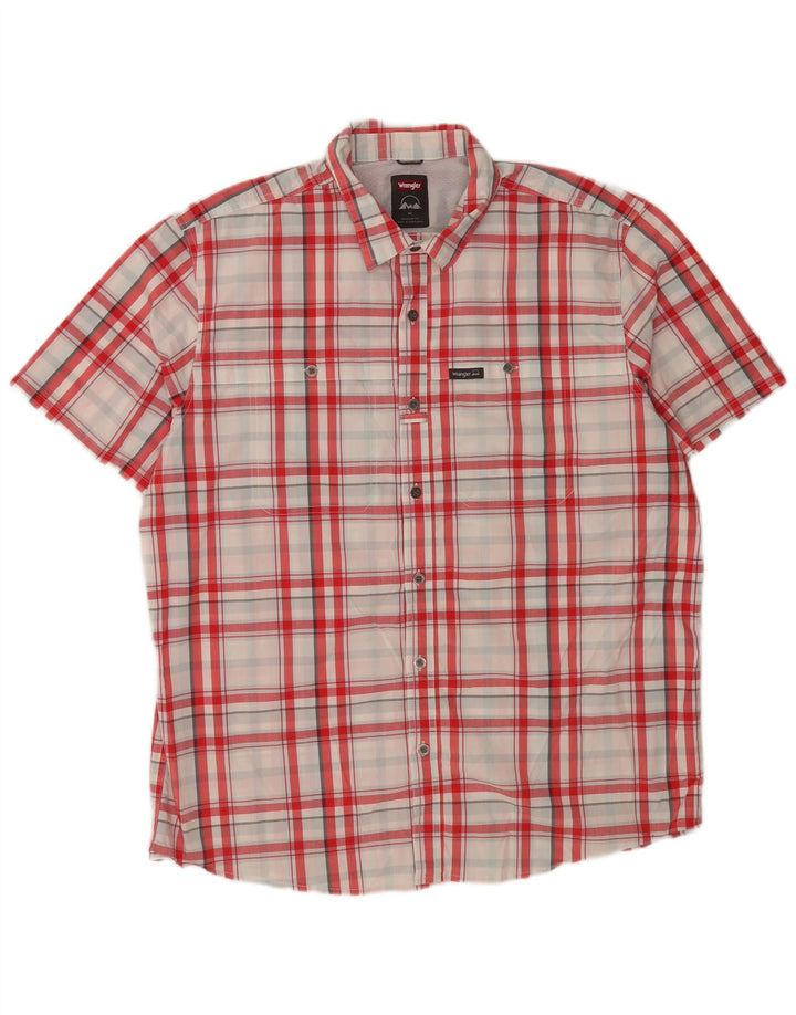 Camisa masculina Wrangler de manga curta com ajuste regular XL vermelho xadrez algodão