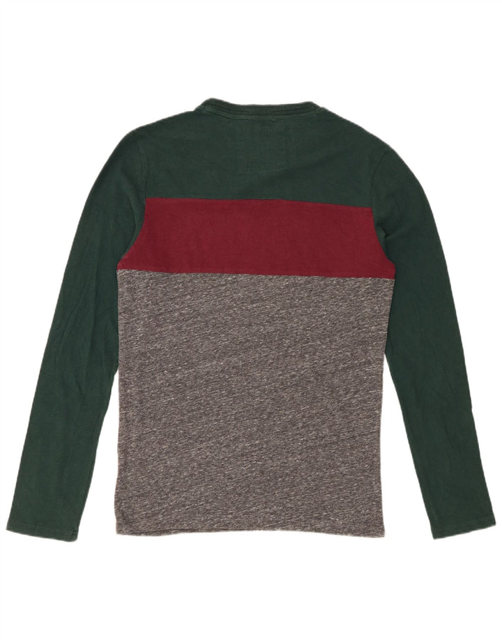 SUPERDRY Top gráfico masculino manga comprida pequeno bloco colorido multicolorido