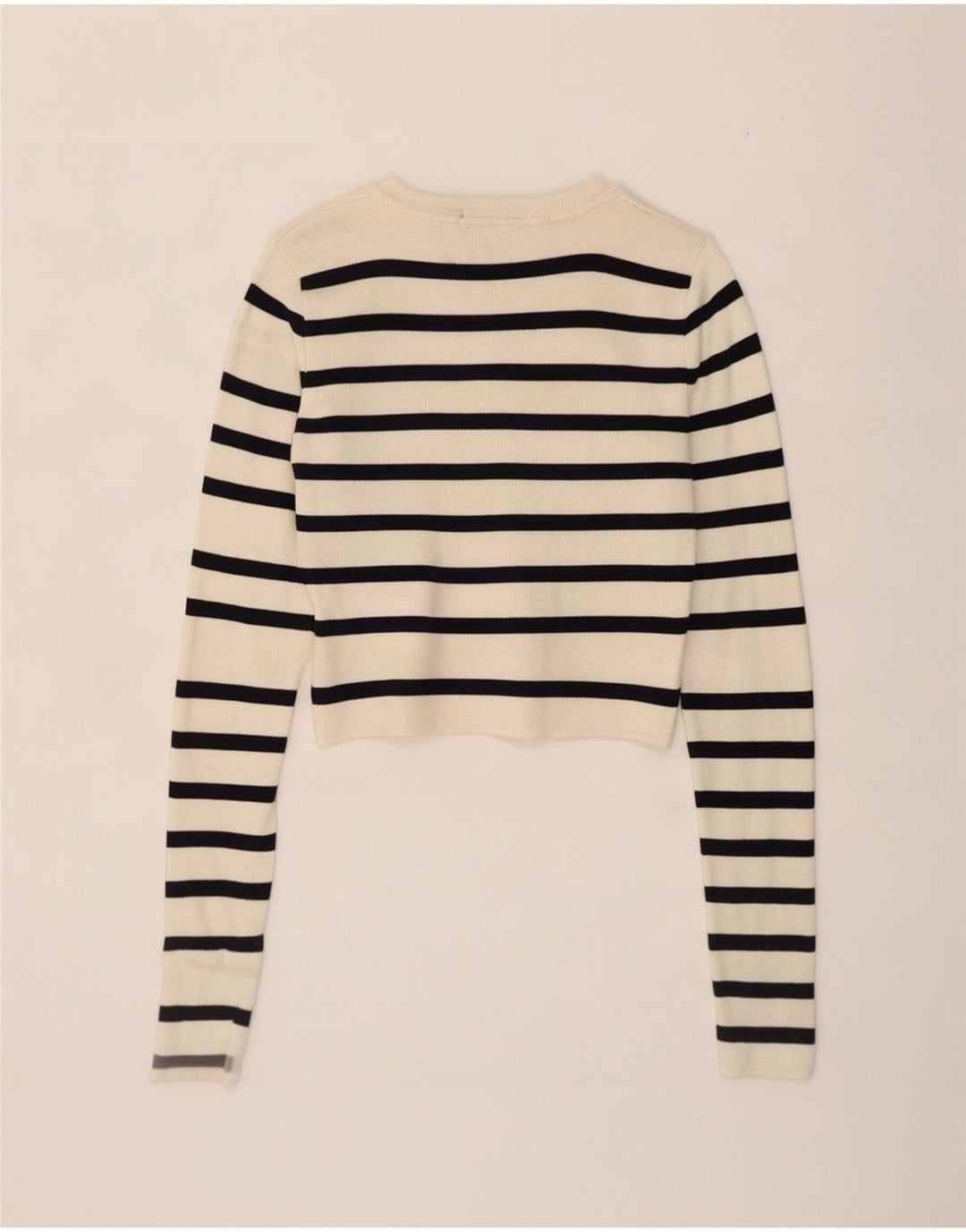 Blusa cropped feminina Zara UK 8 pequena viscose listrada branca