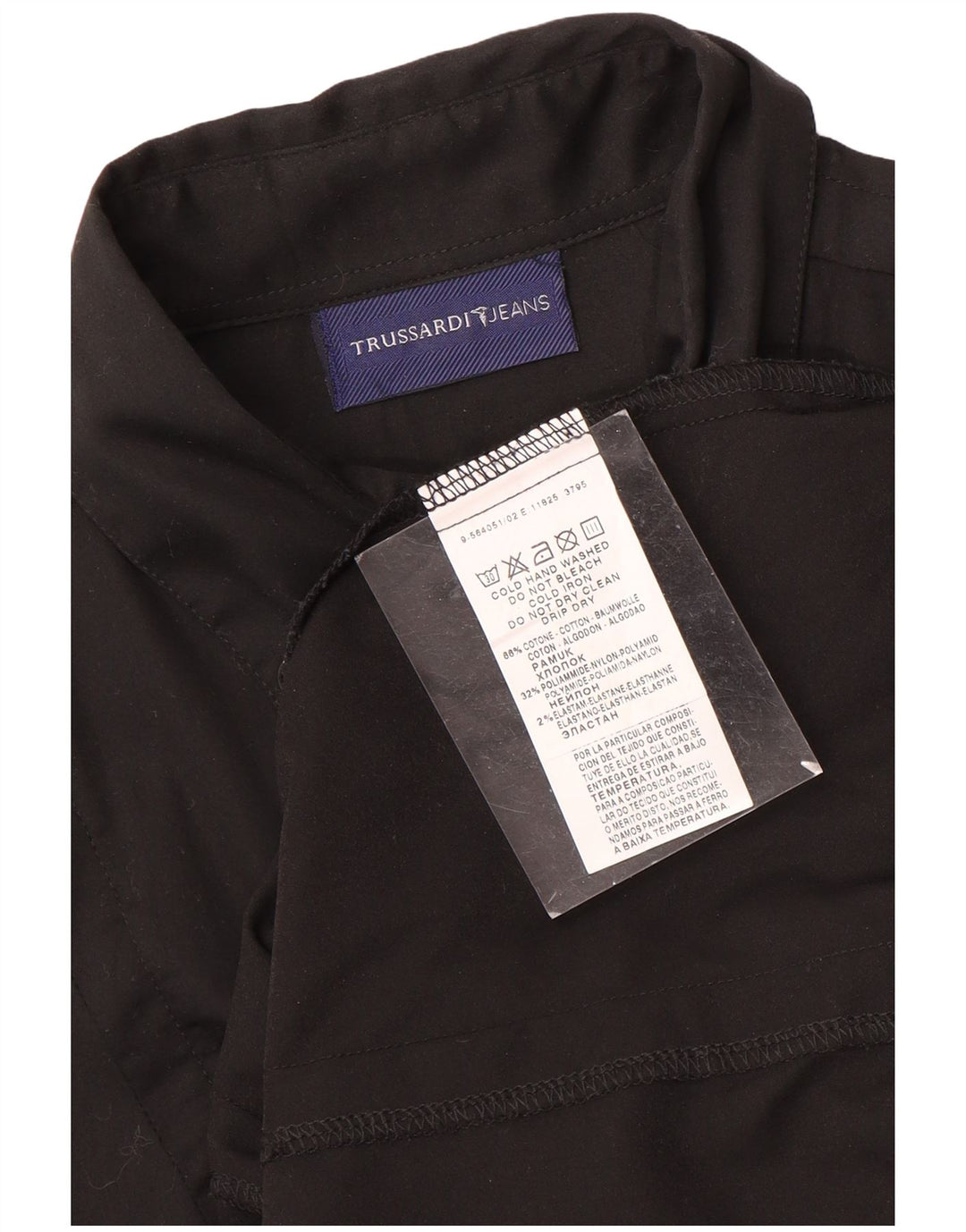 Camisa feminina Trussardi Jeans UK 12 algodão preto médio