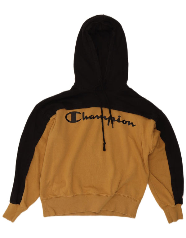 Jumper com capuz gráfico feminino Champion UK 14 bloco colorido amarelo médio