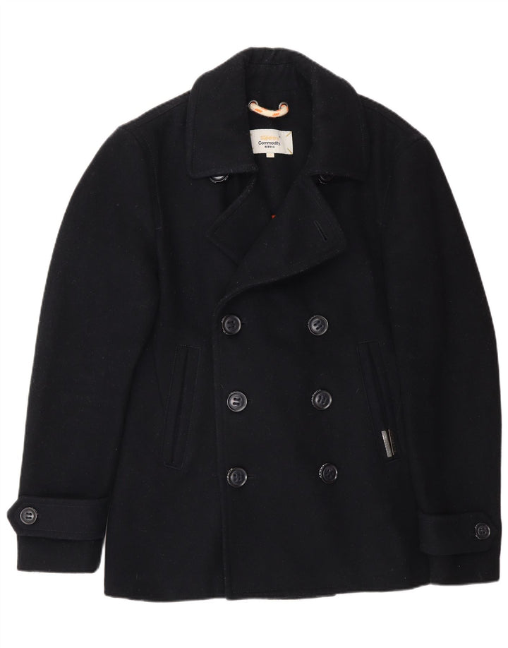 Casaco masculino Superdry Pea Coat UK 36 pequeno lã azul marinho