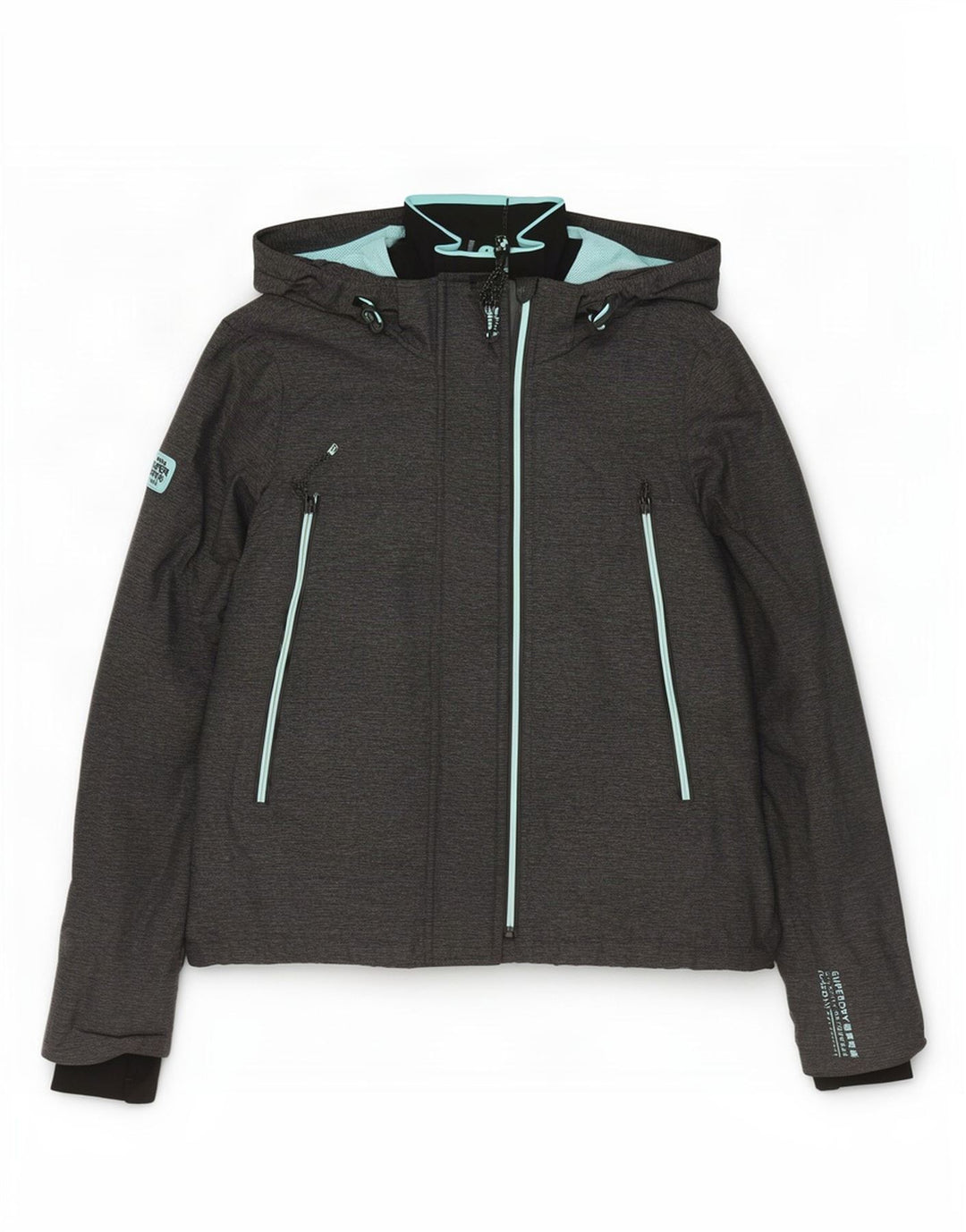 Jaqueta de chuva feminina Superdry com capuz Reino Unido 16 grande cinza nylon