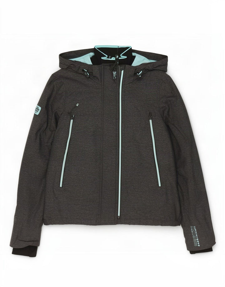 Jaqueta de chuva feminina Superdry com capuz Reino Unido 16 grande cinza nylon