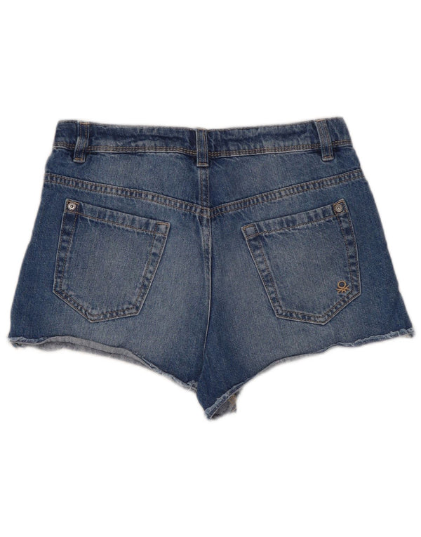 Benetton Meninas Jeans Hot Pants 11-12 Anos 2XL W26 Azul Algodão