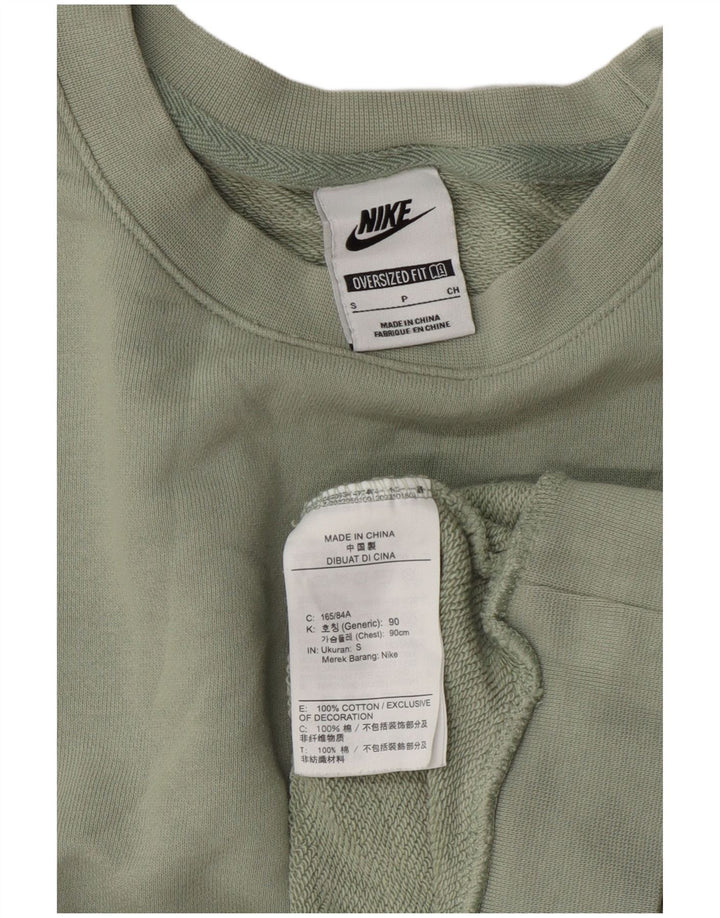 Nike feminino oversized moletom jumper reino unido 10 pequeno algodão verde