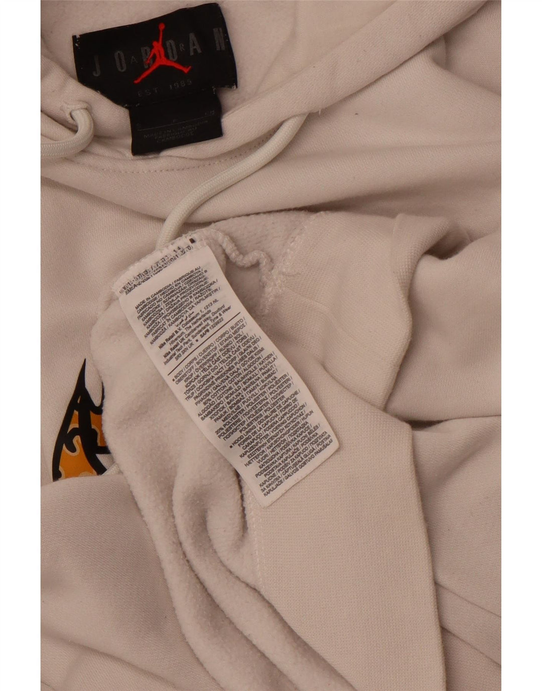 JORDAN masculino solto ajuste gráfico moletom com capuz pequeno algodão branco