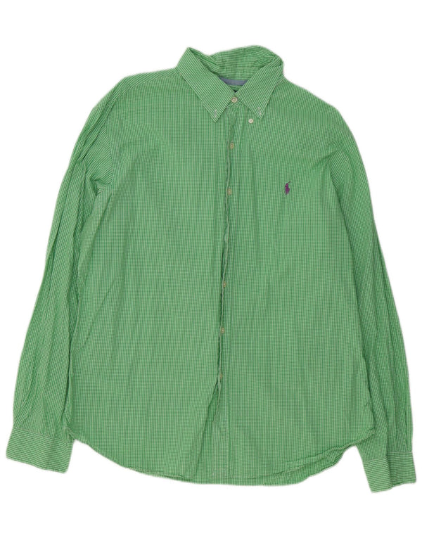 Polo Ralph Lauren Mens Slim Fit Camisa XL Verde Algodão Gingham