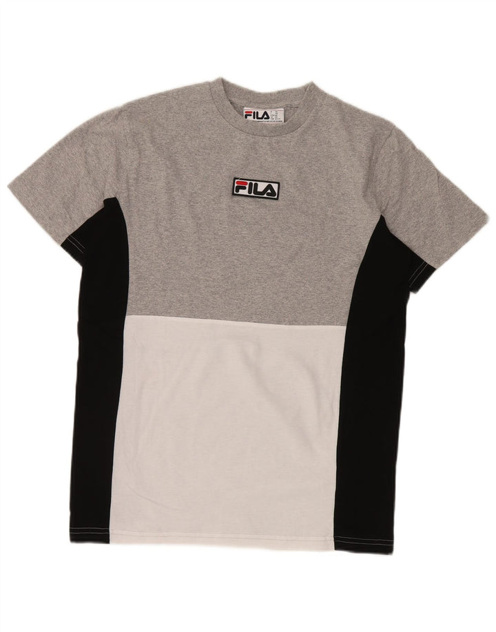 Camiseta masculina Fila Top XS cinza colorblock algodão