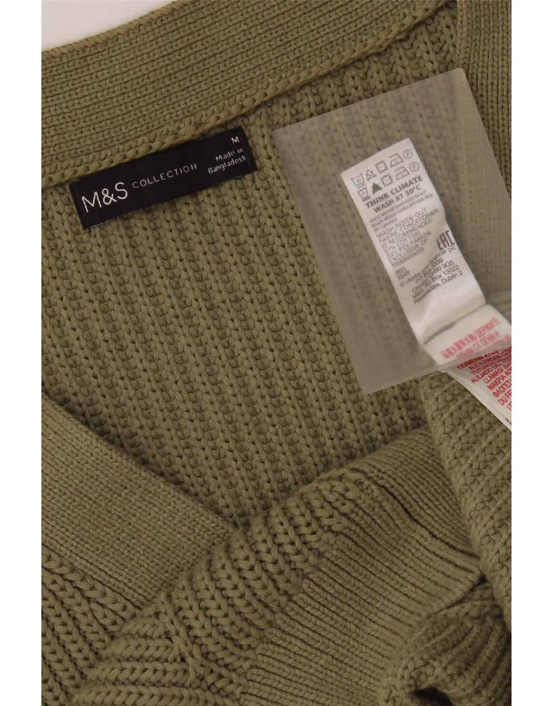 Suéter cardigã feminino sem mangas Marks & Spencer Reino Unido 14 médio cáqui