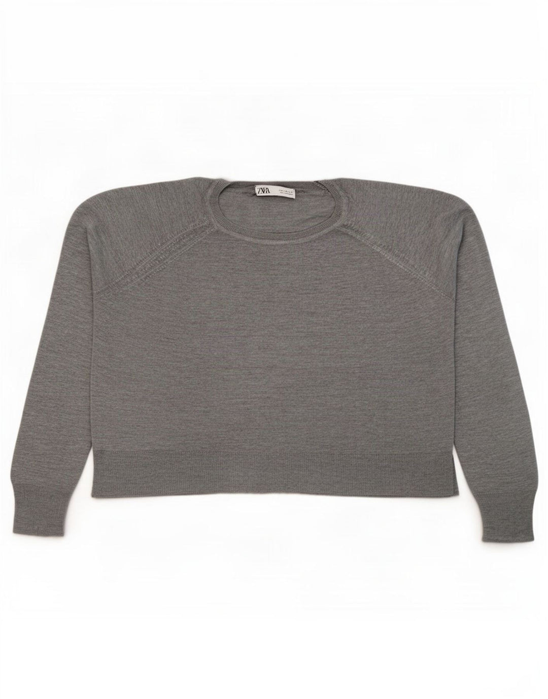 Zara Suéter feminino oversized com gola redonda Reino Unido 14 Viscose cinza médio
