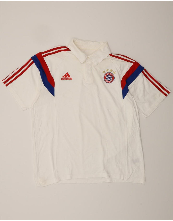 ADIDAS Mens FC Bayern Munchen Polo Shirt XL Branco Colourblock Algodão