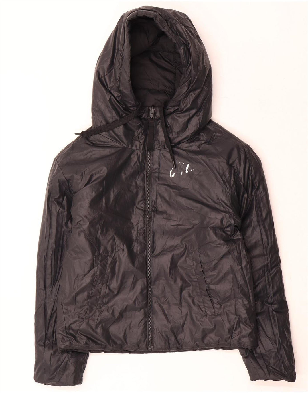 Jaqueta acolchoada reversível com capuz Nike feminina UK 10 pequena preta